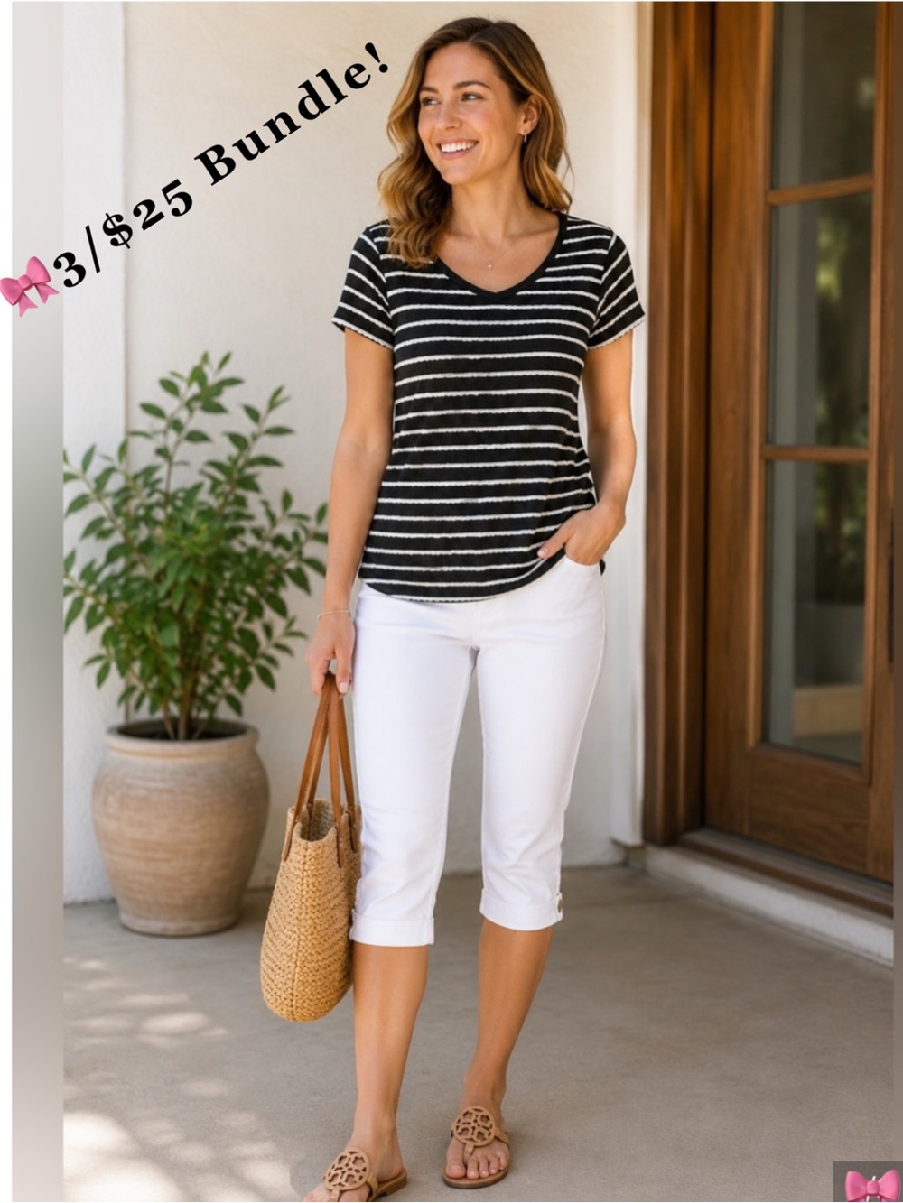 🎀3 For $25 Bundle! ModCloth Large Textured GrayWhite Short Sleeve Neutral Tee